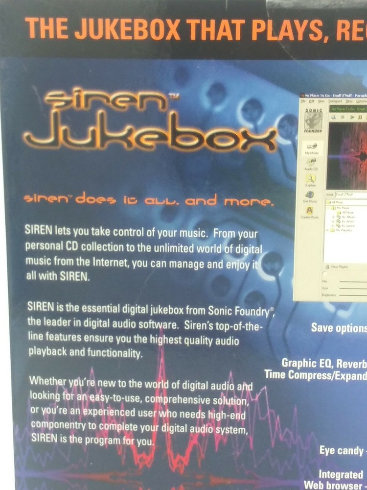 Siren Jukebox Mp3 Burner RIP Record Encode Play Customize CD's Windows Media 99