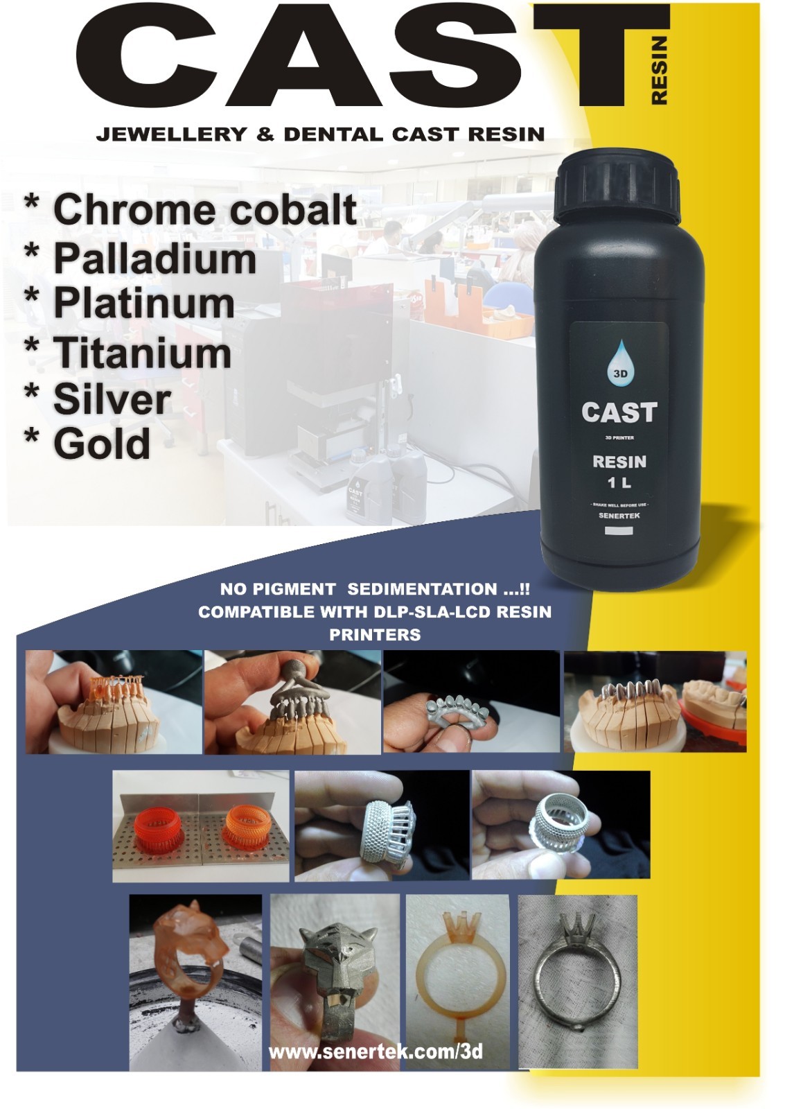 DLP SLA LCD 3d printer castable high quality resin for dental & jewelry