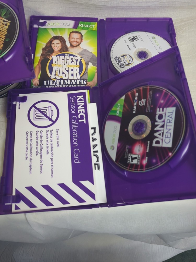 Microsoft Xbox 360 Kinect Motion Sensor Bar Black & 3 games bundle Dance Central