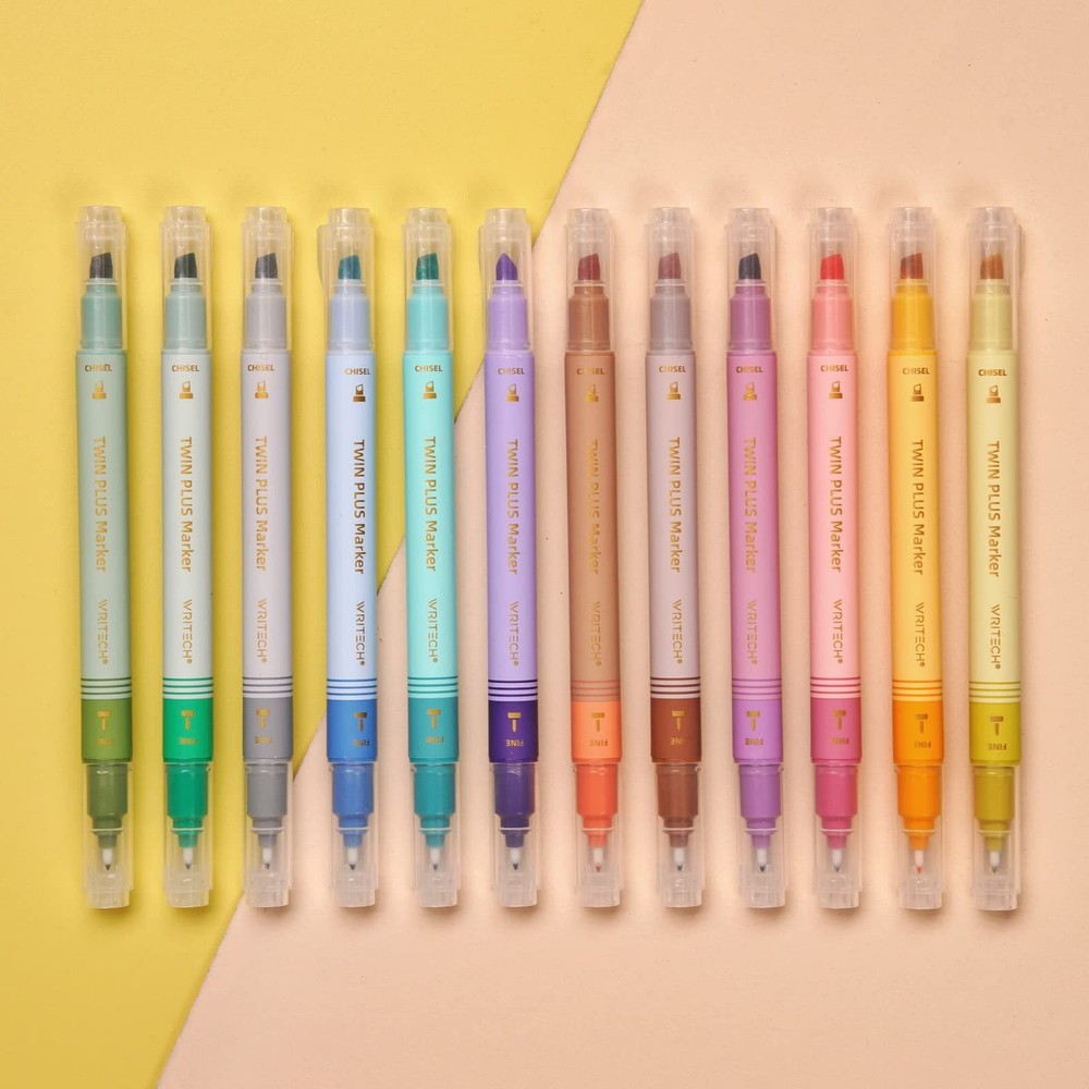 WRITECH Dual Tip Highlighter Markers: Aesthetic Fine & Chisel Tip Pastel Vint...