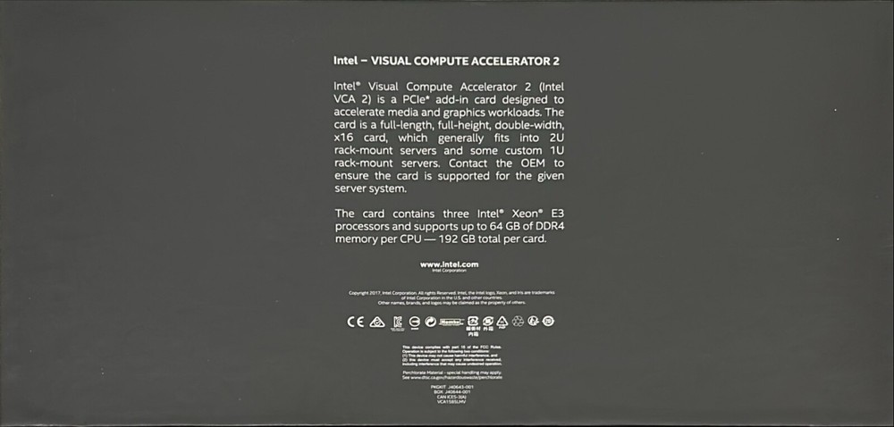 Intel VCA1585LMV Visual Compute Accelerator NEW RETAIL BOX
