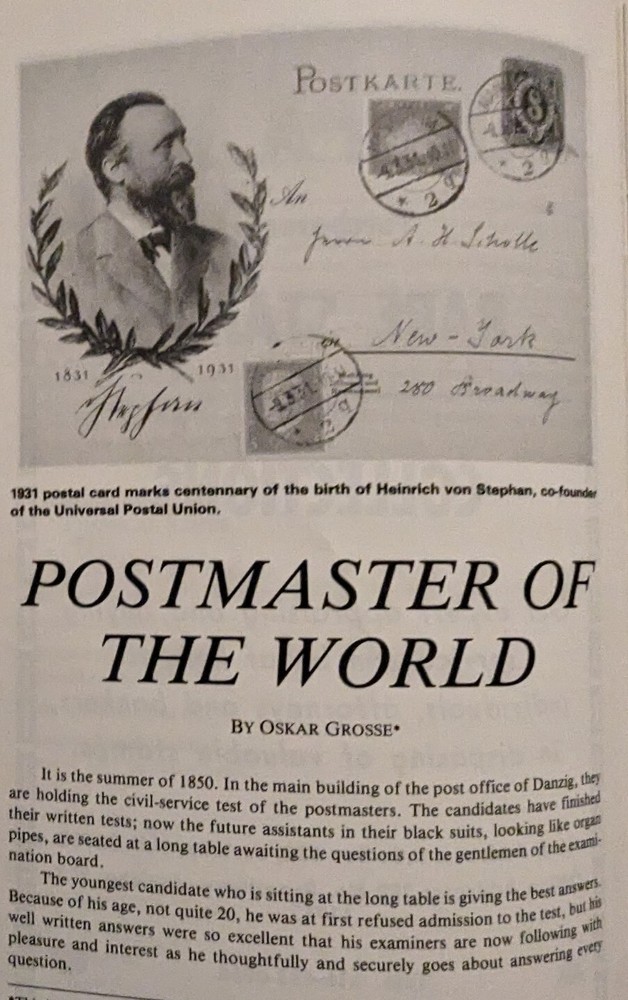 German Postal Specialist Jan '86 Watermark Detection Fluids Heinrich von Stephan