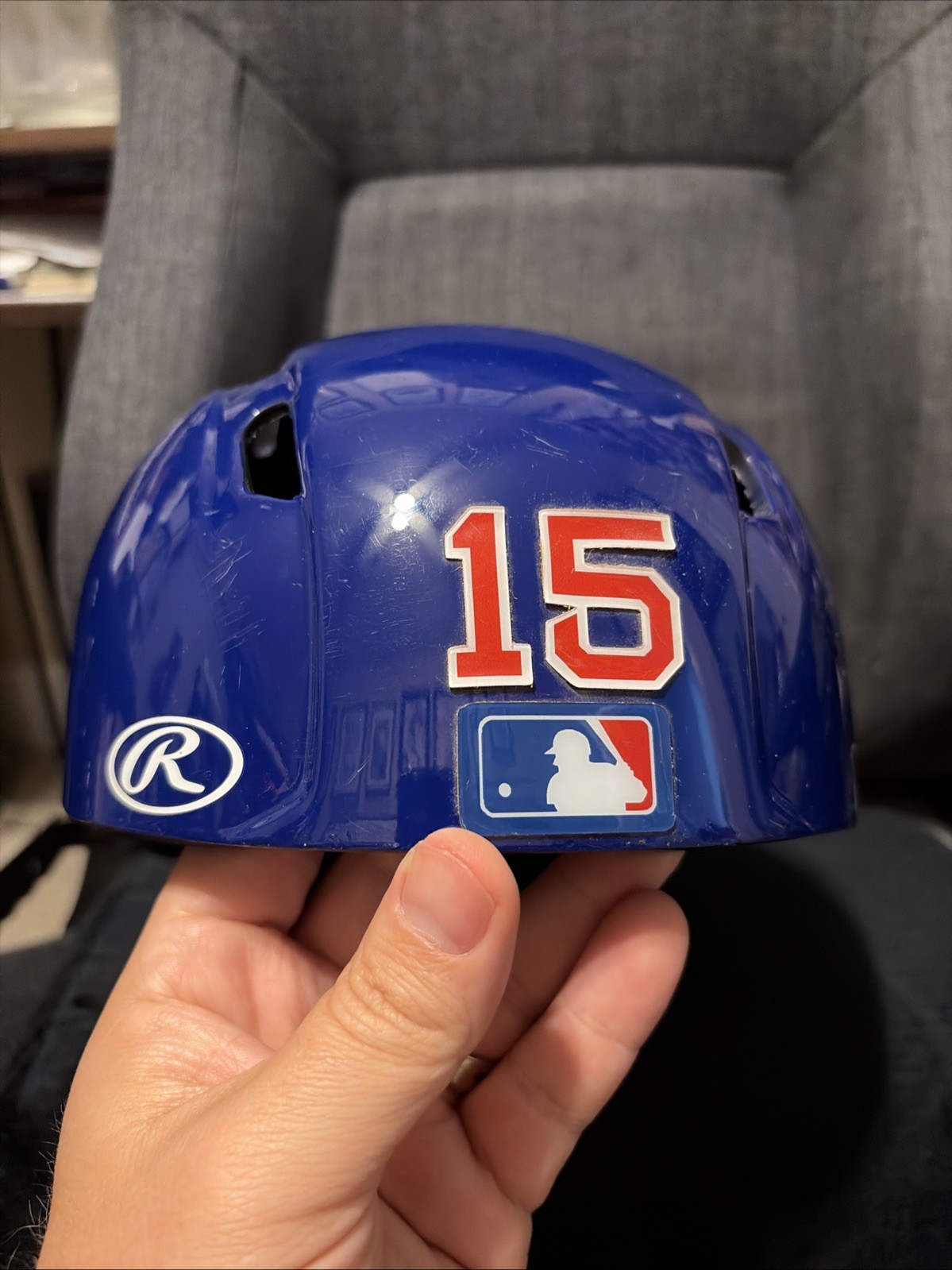 Rare Carson Kelly Chicago Cubs Used Cubs Catching Helmet Skull Cap