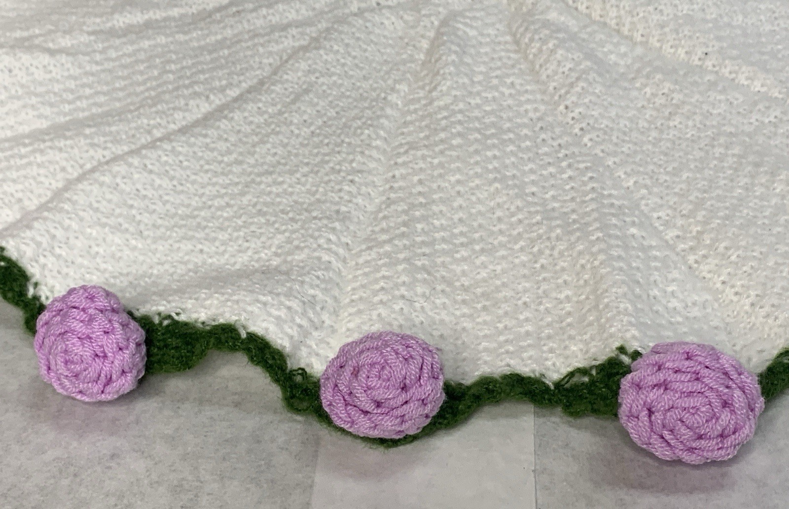 Crochet Purple Tulip Flower Bouquet Throw Blanket Handmade Knitted Ultra Soft