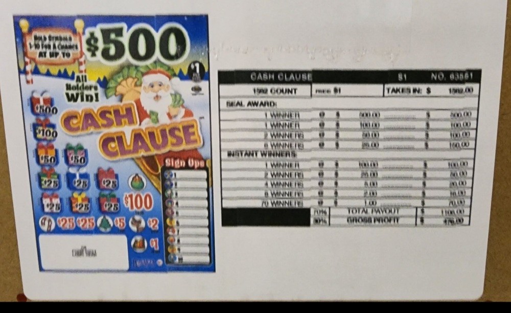 Cash Clause Chips Pull Tab Game