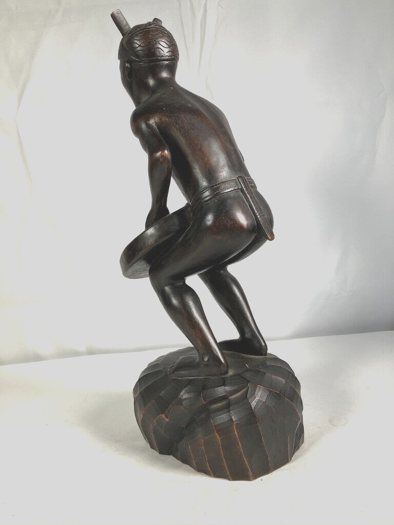 Carved Wooden Statue Tribal Man 13"