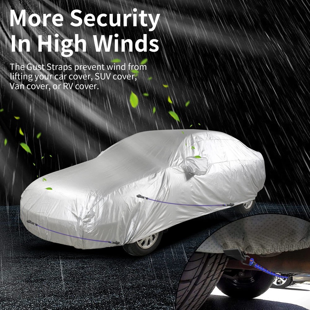 2 Pack Car Cover Gust Straps Wind Protector Adjustable Elastic Windproof Ropes