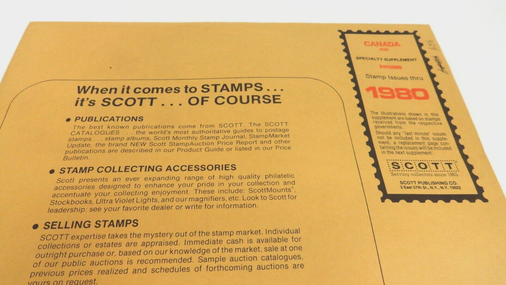 Scott 1980 Canada Stamp Album Supplement #32 240S080 NOS