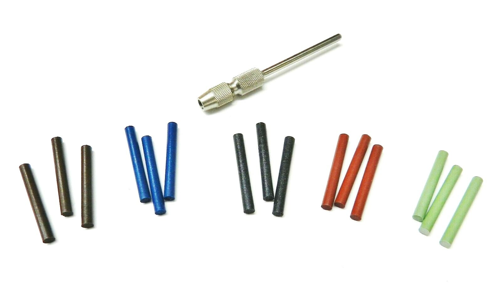 3mm Silicone Pin Polishing Points 15Pc Assortment of 5 Grades & Chuck Mandrel