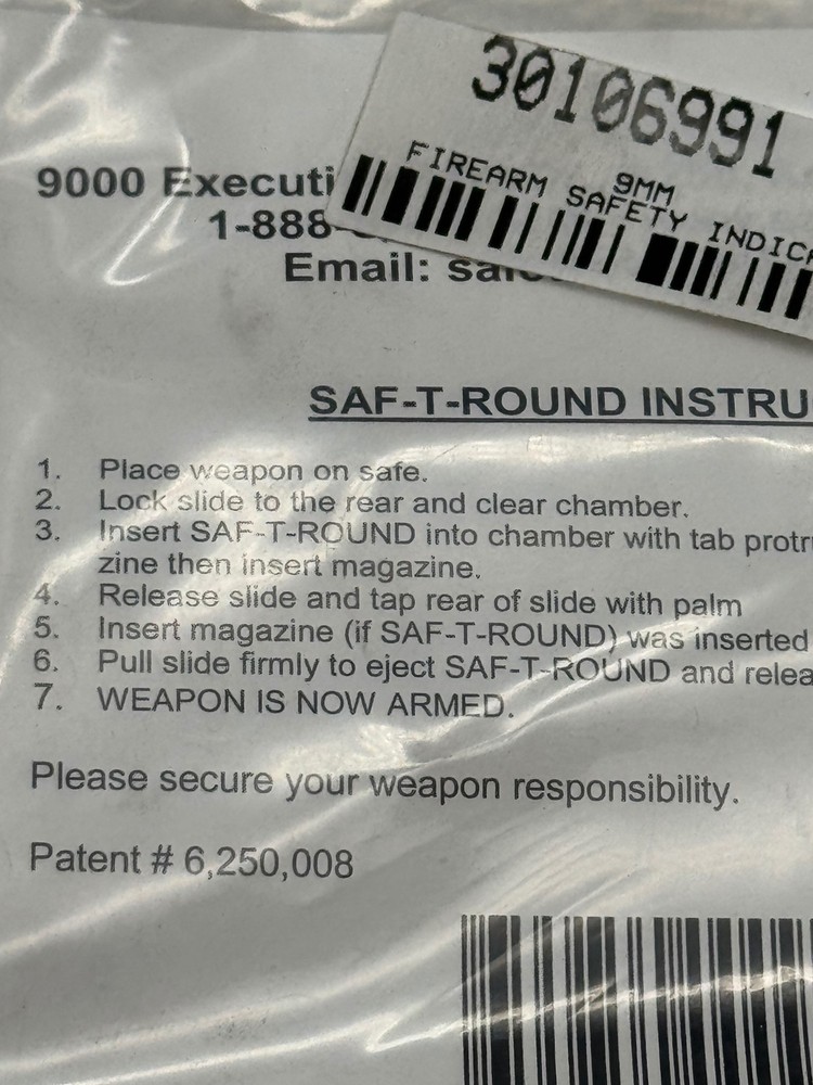 Safe Tech SAF-T-ROUND STR9ML 9mm Ejectable Empty Chamber Indicator Orange