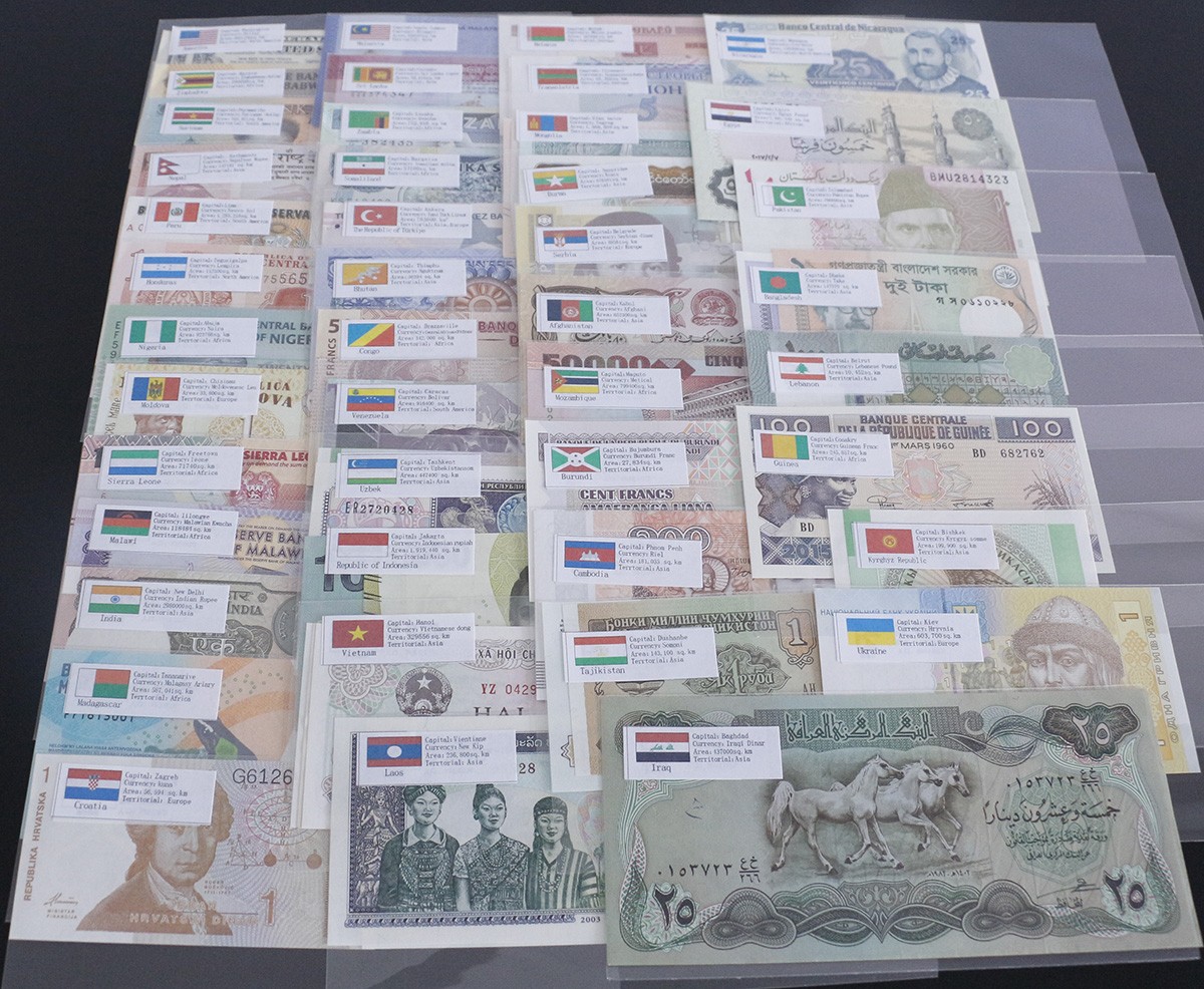 Lots 100 Different Paper Money UNC Collection 50 Countries World Banknotes