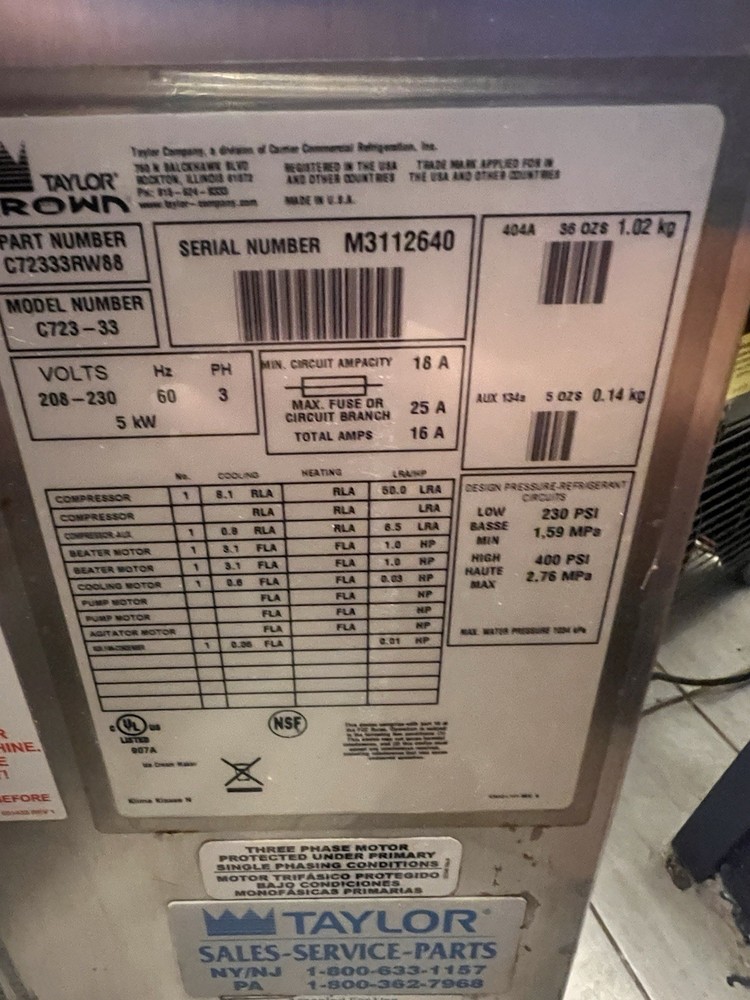 Used Taylor Soft Serve Machine