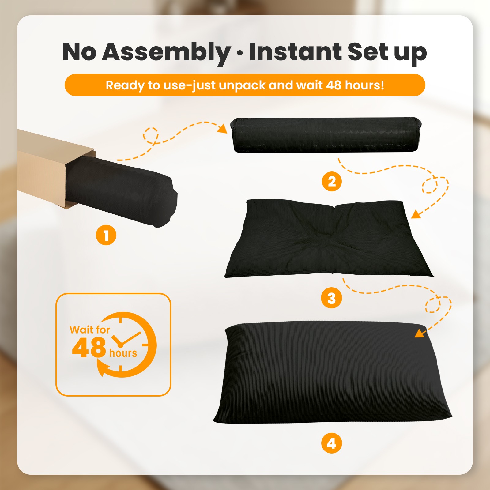 Foldable Kid Bean Bag Chair Corduroy Bed Compression Floor Lounger Sofa Washable