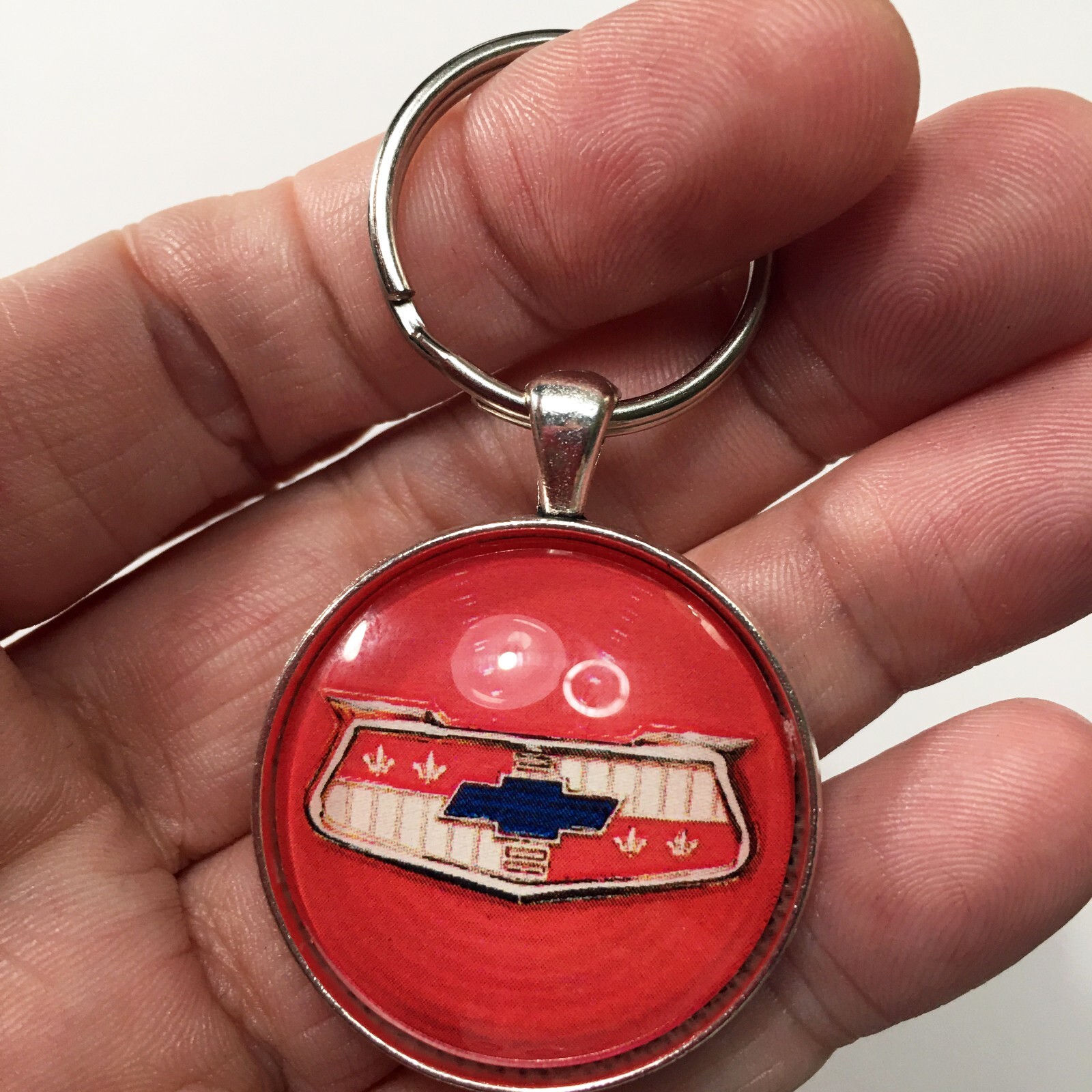 Vintage Chevrolet Bel Air Wheel Spinner Emblem Logo Keychain Reproduction Chevy