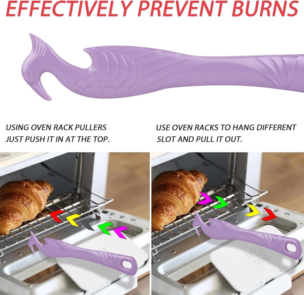 Oven Rack Push Pull Tool 2-Pack (11 Inch) - Longer Handle Suitable for Toaster O