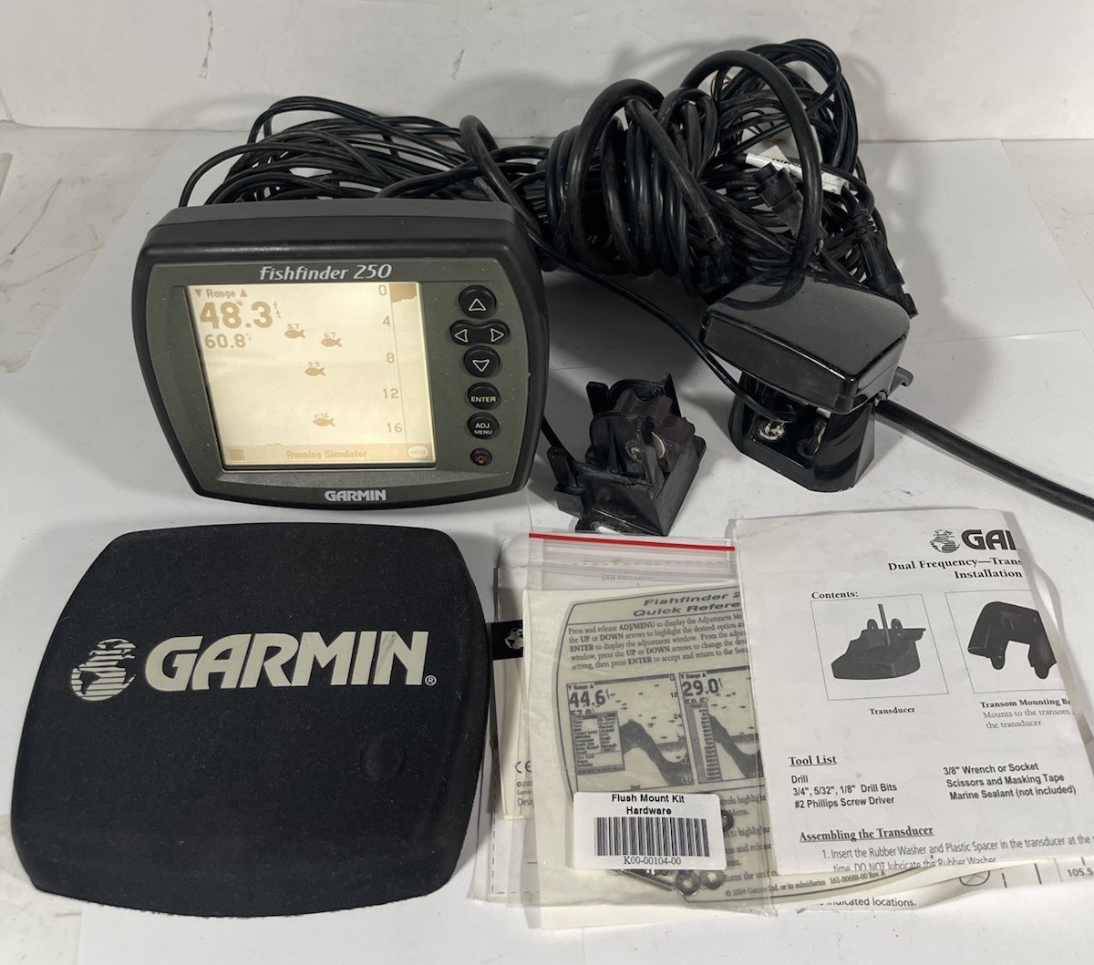 GARMIN Fishfinder 250 Sonar Sounder FishFinder W/ Transducer Speed Sensor Bundle