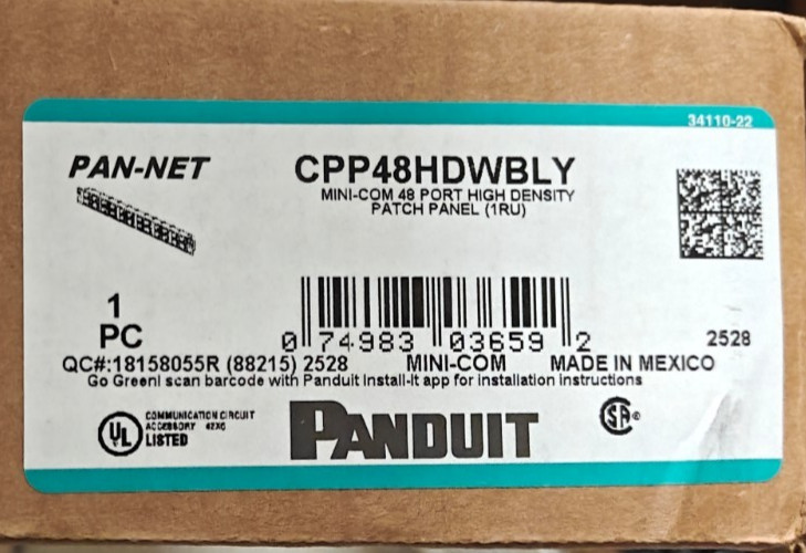 Panduit Mini-com 48 Port Network Patch Panel - 48 X Rj-45 CPP48HDWBLY