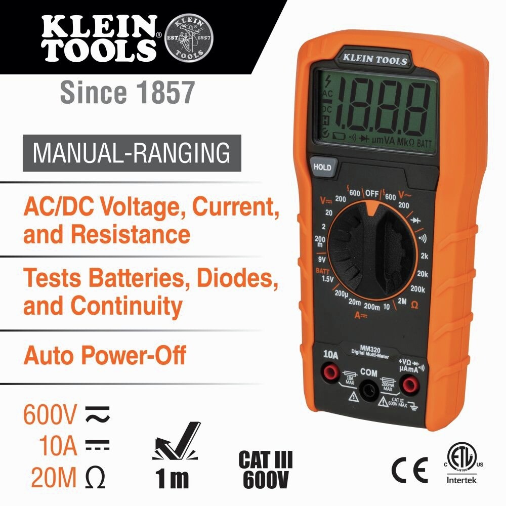 Klein Tools MM320KIT Digital Multimeter Test Kit New