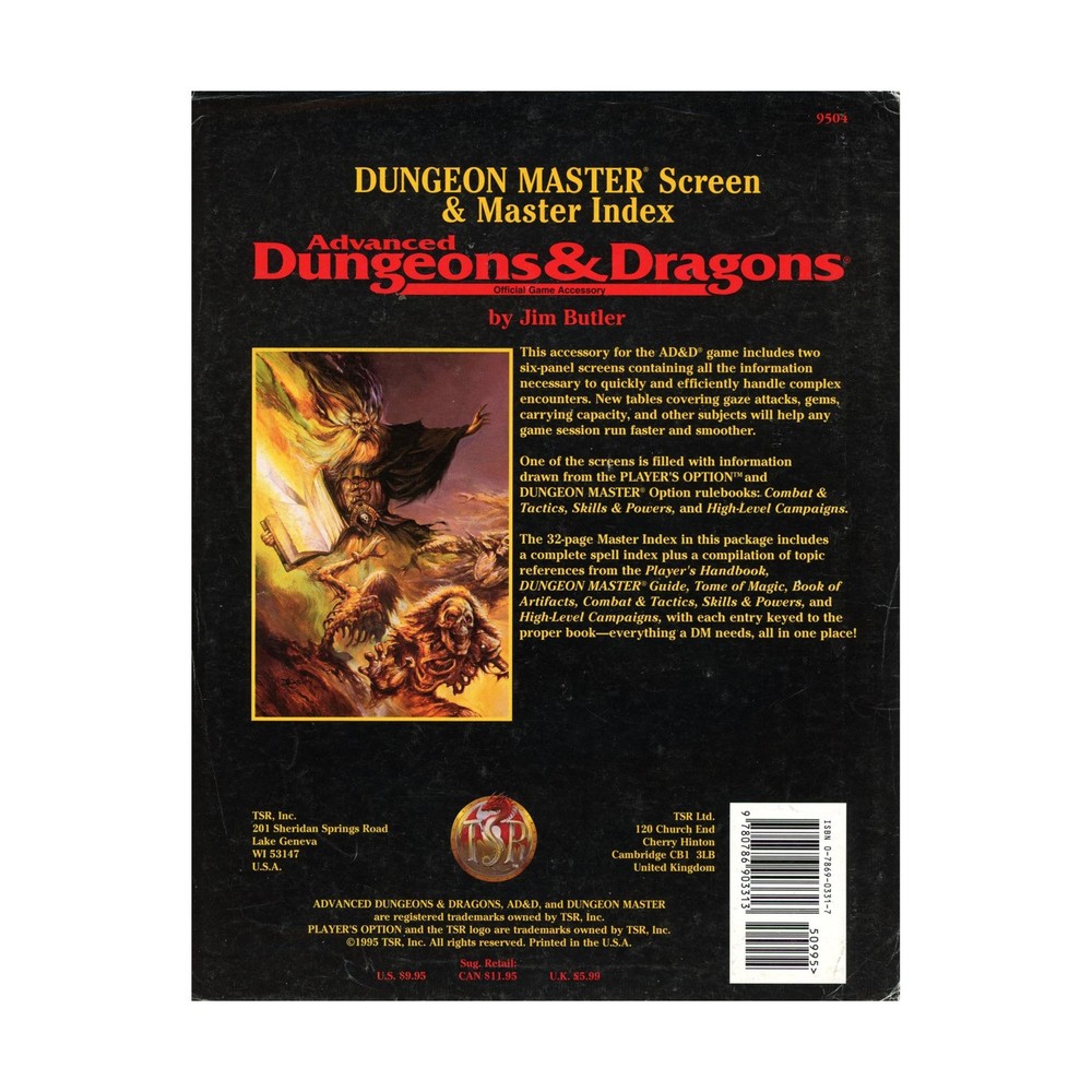 AD&D 2nd Ed Dungeon Master Screen & Master Index Bag VG+