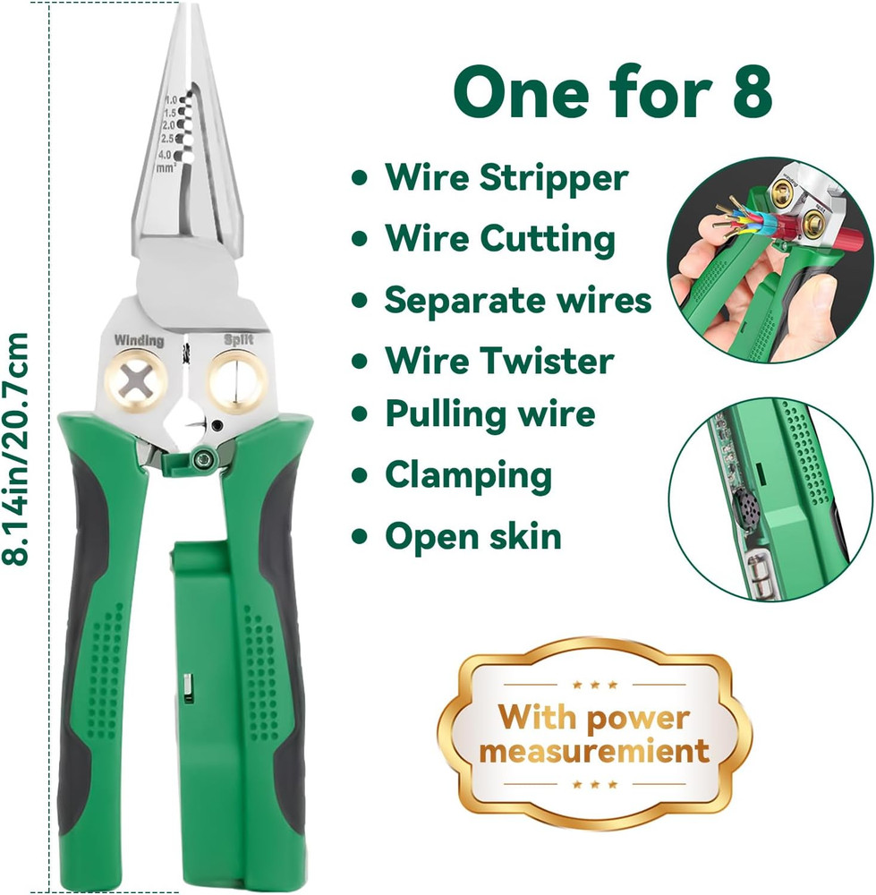 8 in 1 Wire Stripper with Voltage , Multi-Function Electric Wire Stripping Tool