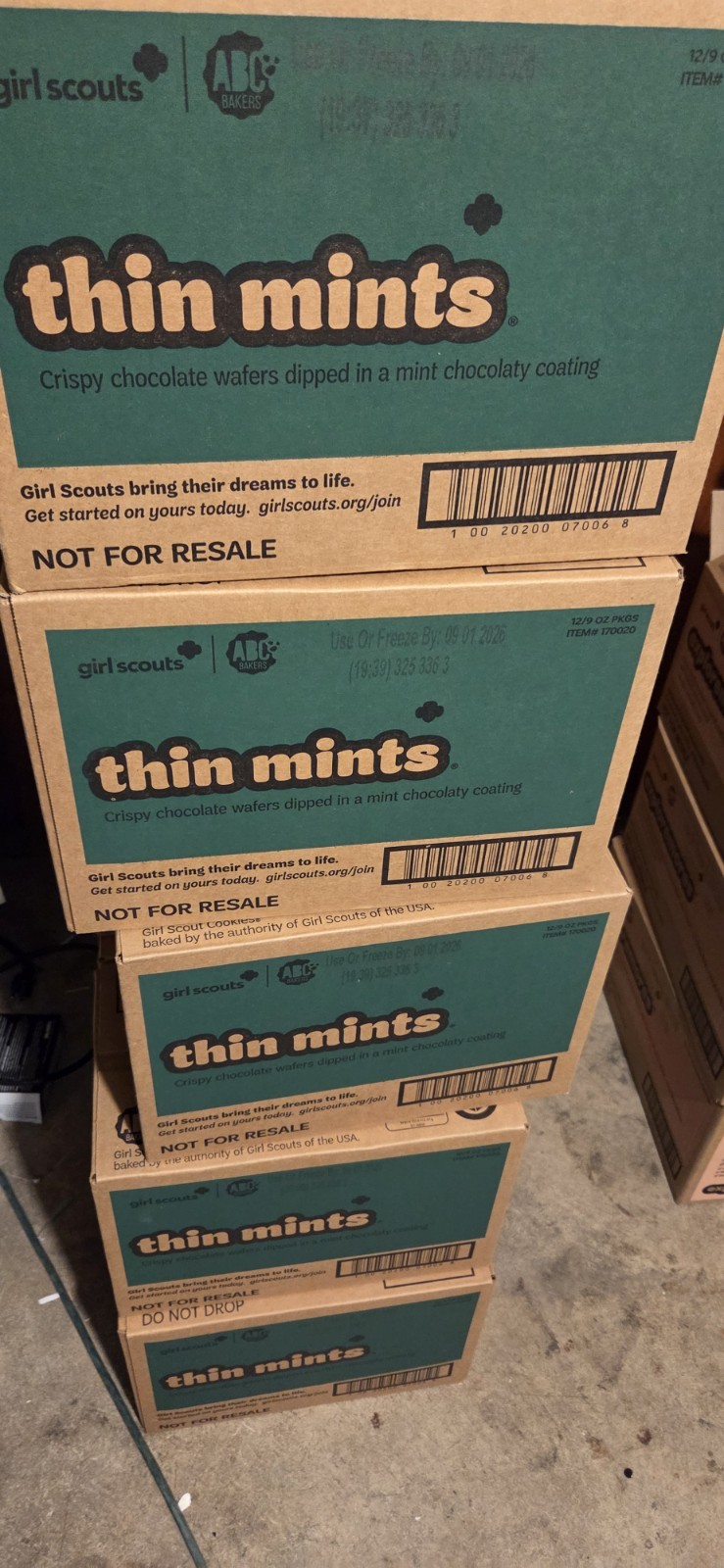 ABC Bakers Full case Girl Scouts Thin Mints Cookies - 12 Boxes