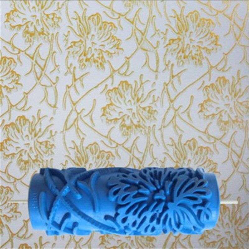 5inch Embossed Paint Roller Wall Texture Stencil Brush Floral Pattern Decoration