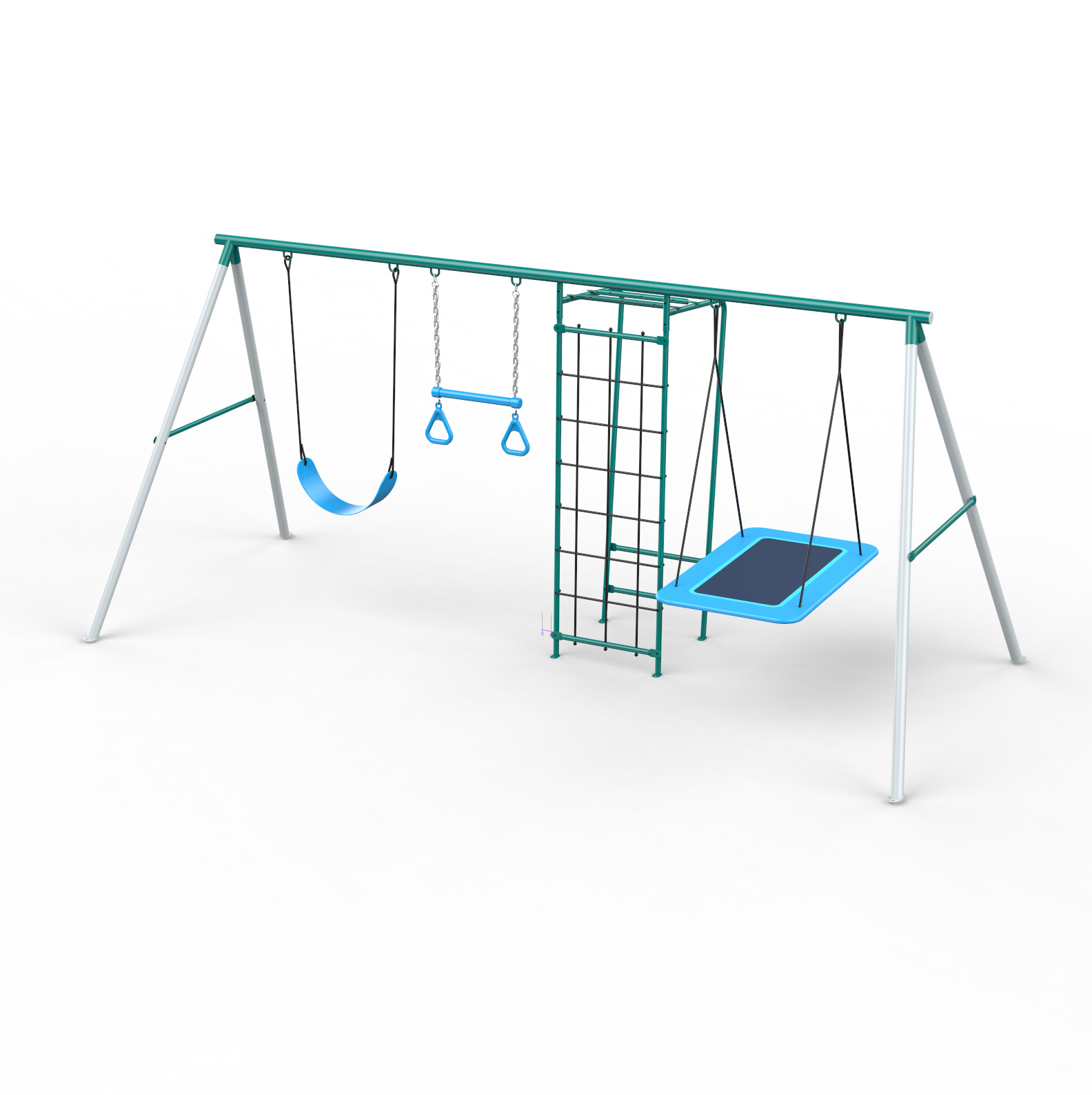 Heavy Duty Kids Metal Swing Set with 2 Swings Ladder and Monkey Bar for Backyard