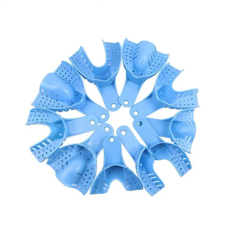 10 Pc/Set Dental Disposable Plastic Impression Trays Blue Plastic Denture