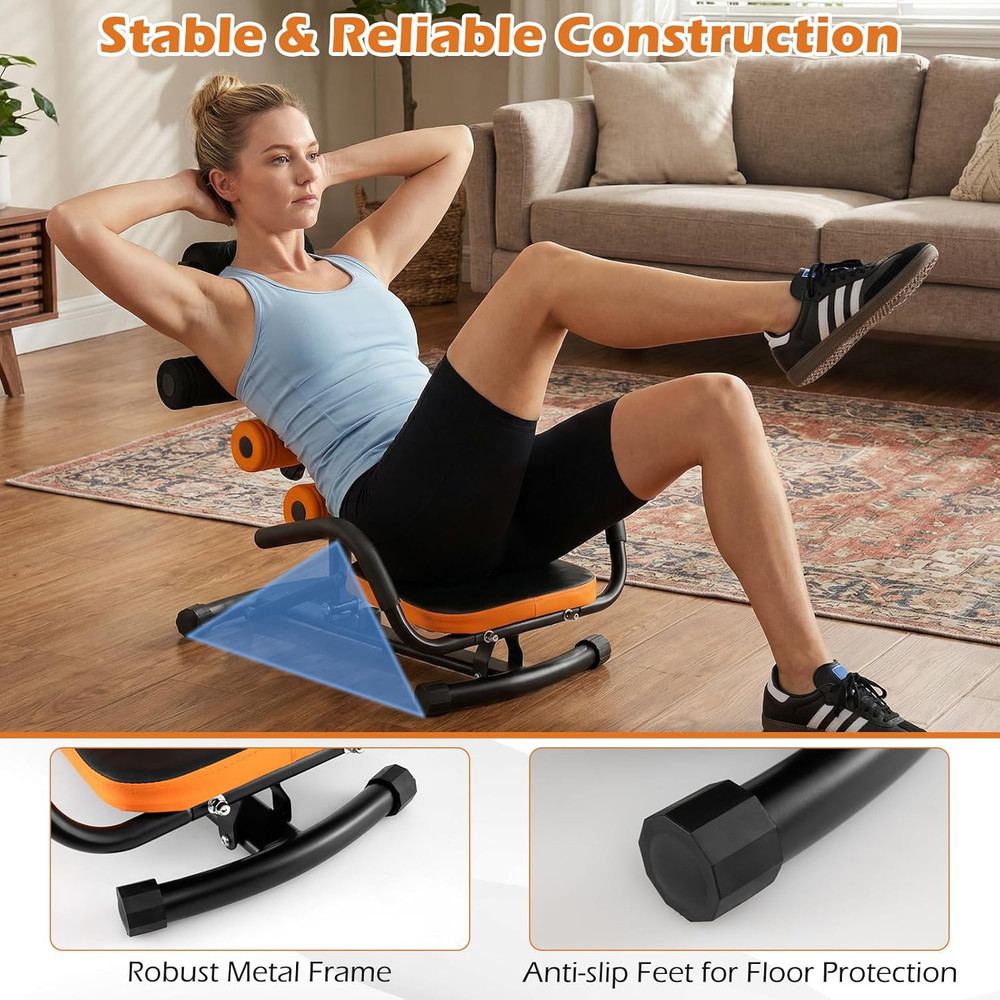 Ab Machine, Core Abdominal Trainer W/ 3-Position Adjustable Backrest, Foam Suppo