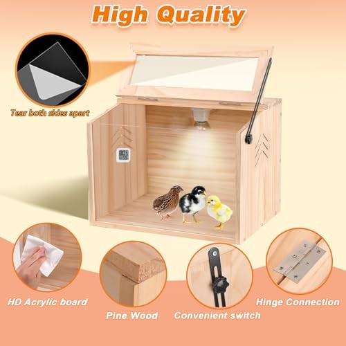 Chick Brooder Box,Brooder Box for Chicks,16"Lx12"Wx12"H, 16"L x 12"W x 12"H.