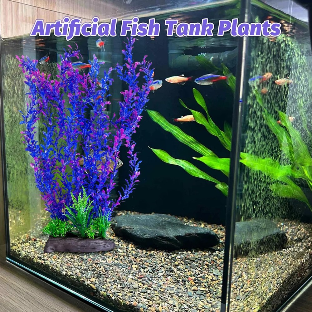 Hamiledyi Aquarium Plastic Plants Decor Artificial Fish 20.4 in, D
