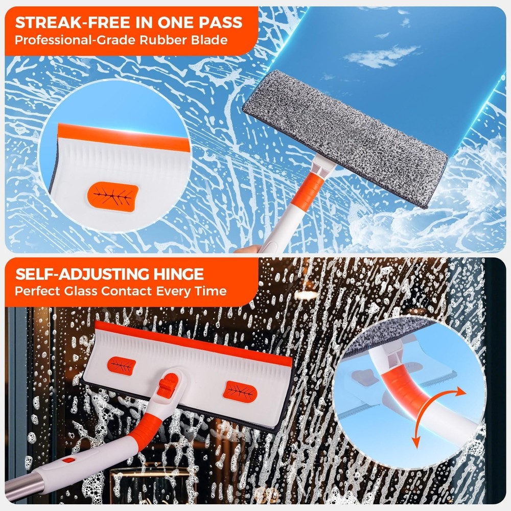 Professional Window Squeegee 2-in-1, Window Cleaner with 55" Extension Pole, ...