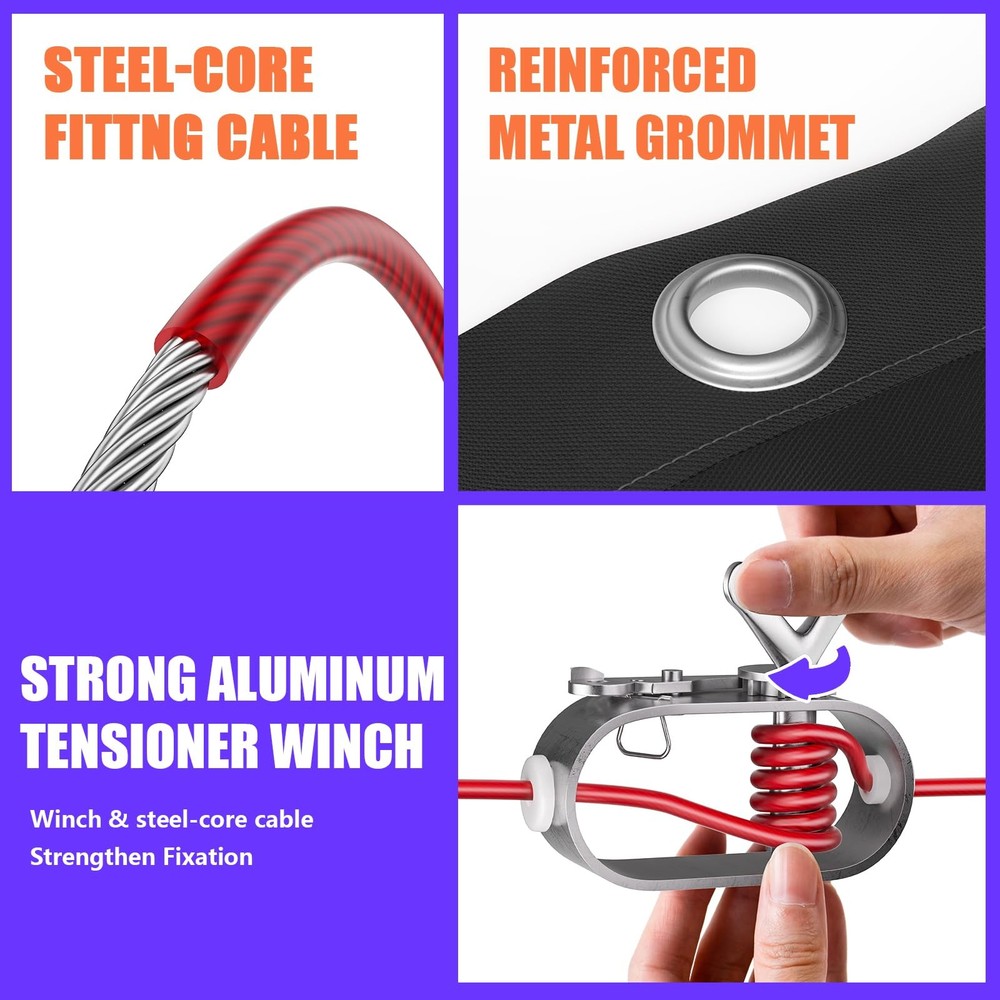 21Ft Round Above Ground Pool Cover Protector w/ Steel Rope