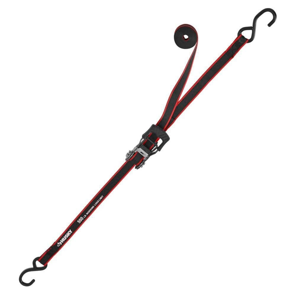 HUSKY RATCHET TIE-DOWN STRAPS 4-PACK 1 in. x 12 ft. Quick Release Hook 1500 lbs.