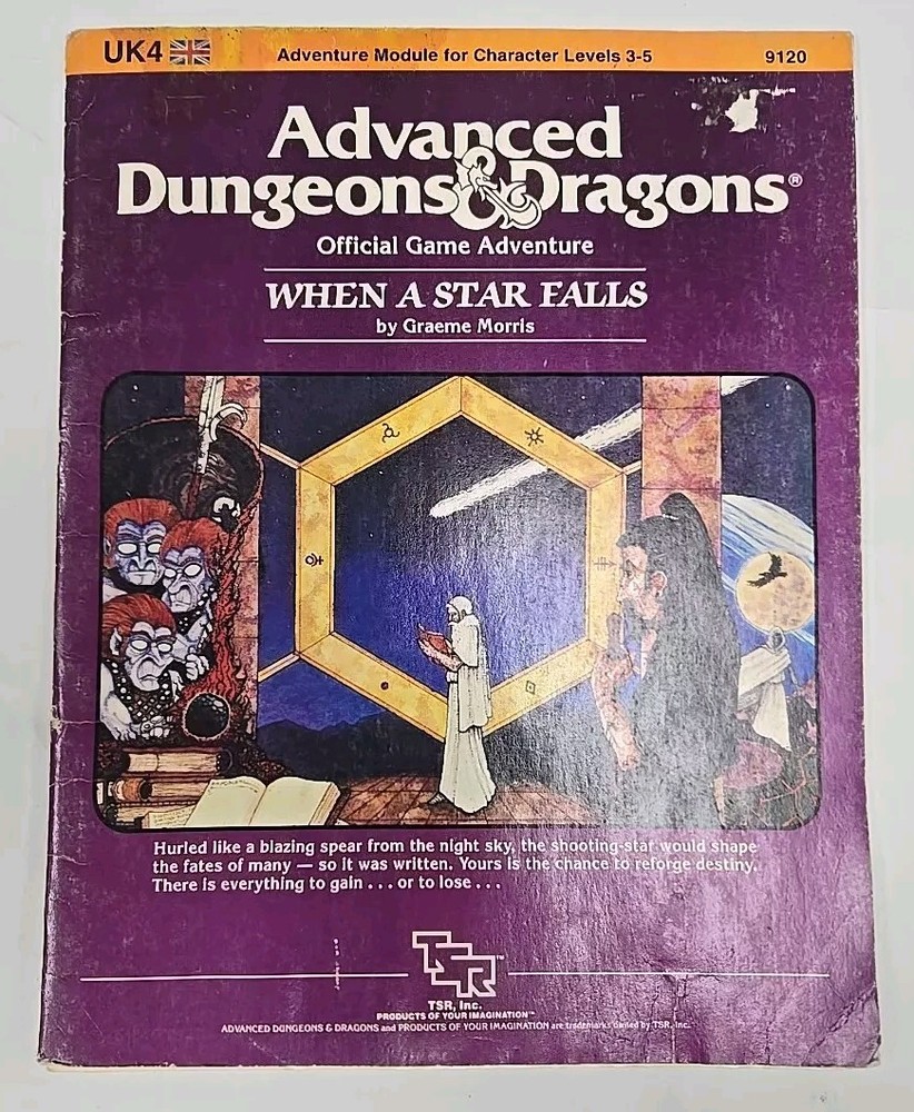 Advanced Dungeons & Dragons Module UK4 When A Star Falls Map #9120 TSR 1984 book