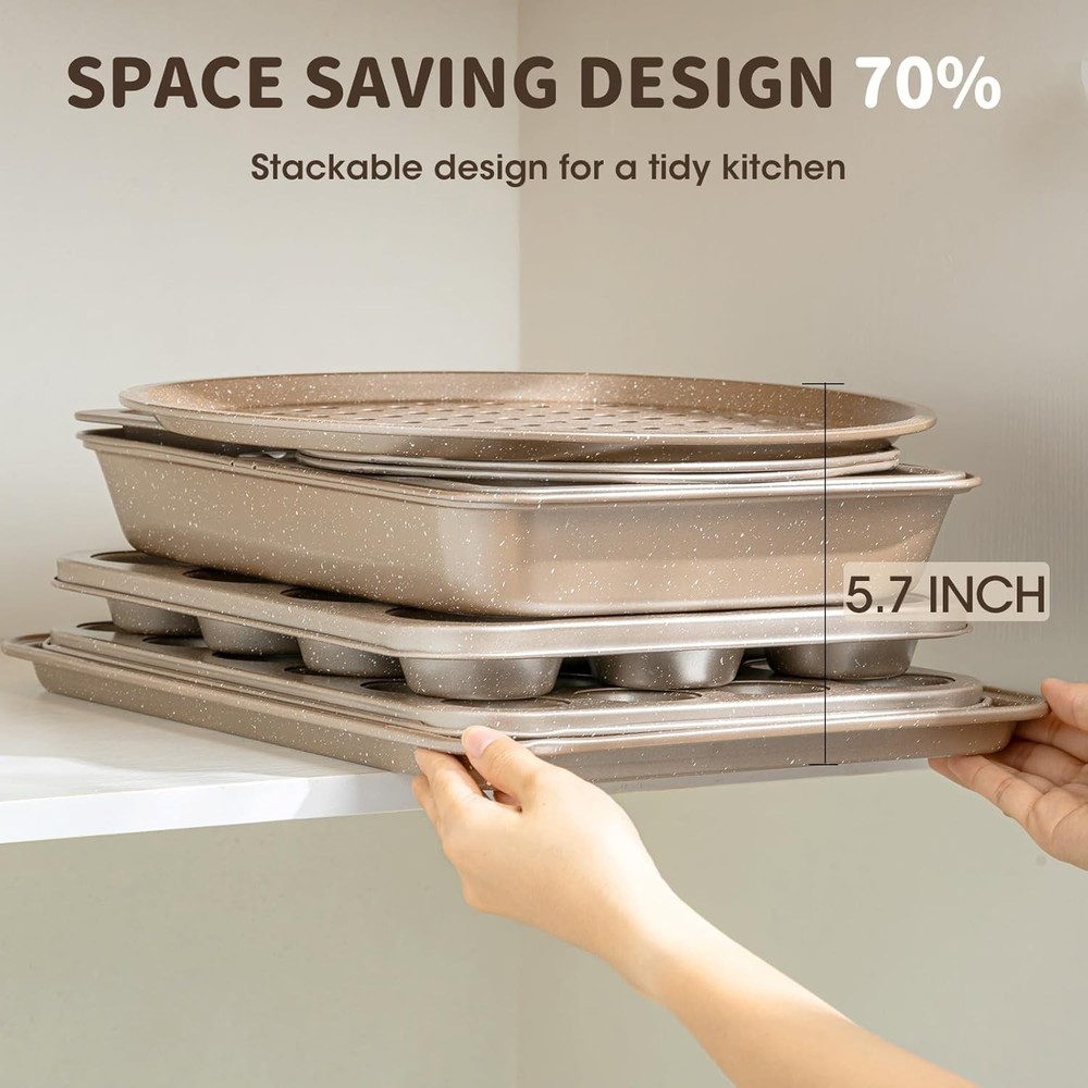 10-Piece Baking Pans Set, Bakeware Sets Nonstick, Baking Set for Oven Cooking