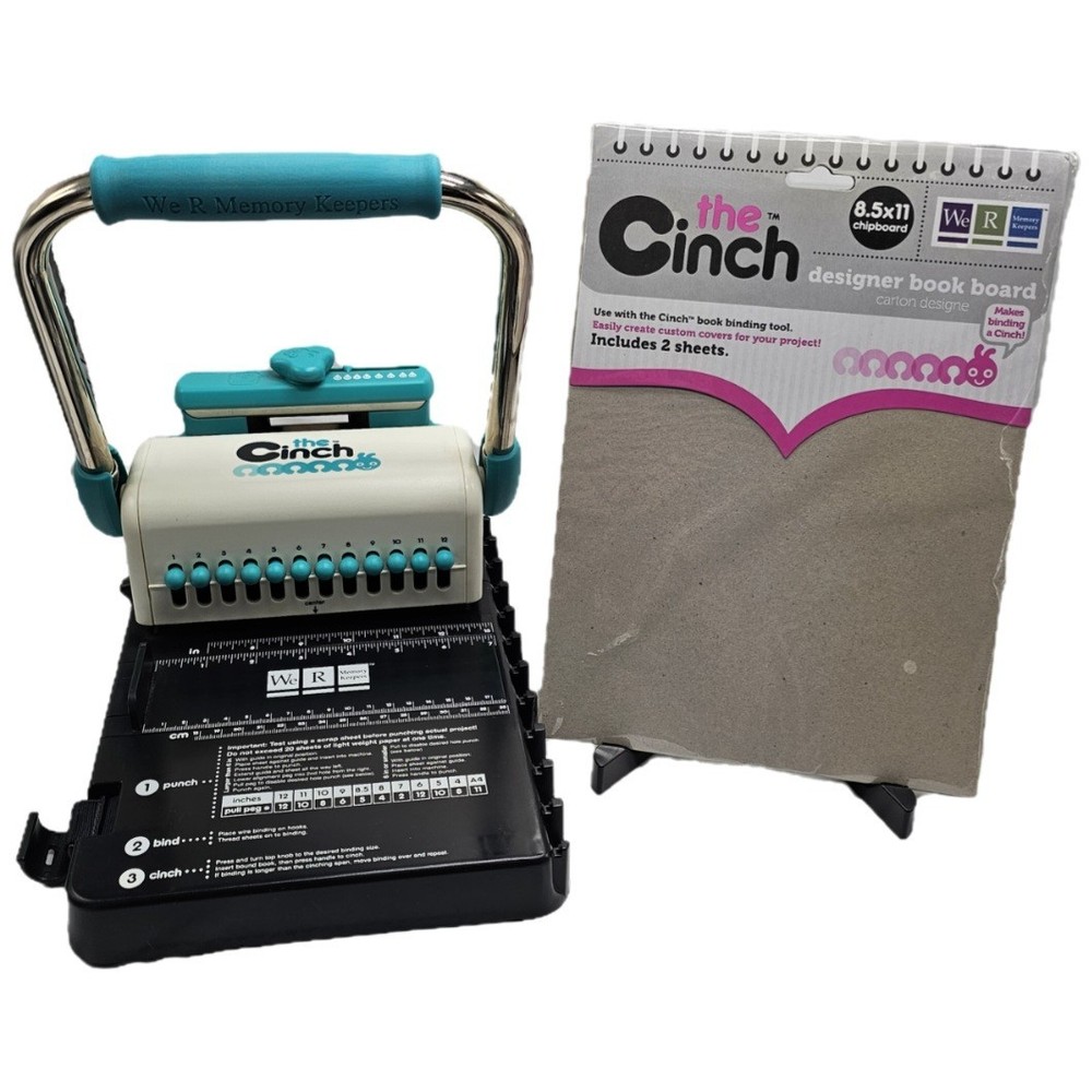 The Cinch Book Binding Machine Tool We R Memory Keepers & Book Board Pack Bundle