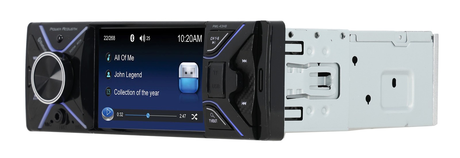 Power Acoustik PML-43HB 2-Din Digital Media Car Stereo Receiver w/ Bluetooth