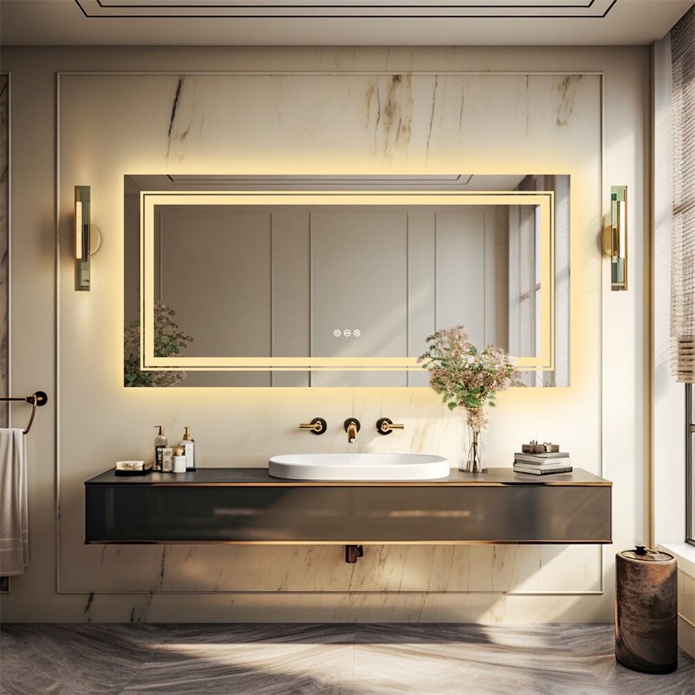 Full-Length Makeup Dressing Mirror LED Lighted Wall Mounted Bathroom Mirror