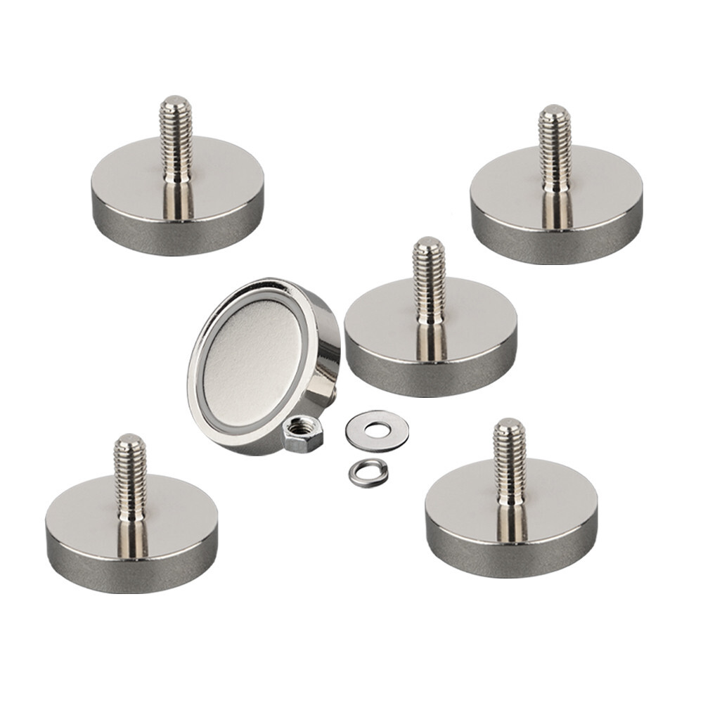 6PC 100LBS Pot Magnet M6 Threaded Stud Additional Mirrors Outdoor Area Mounting