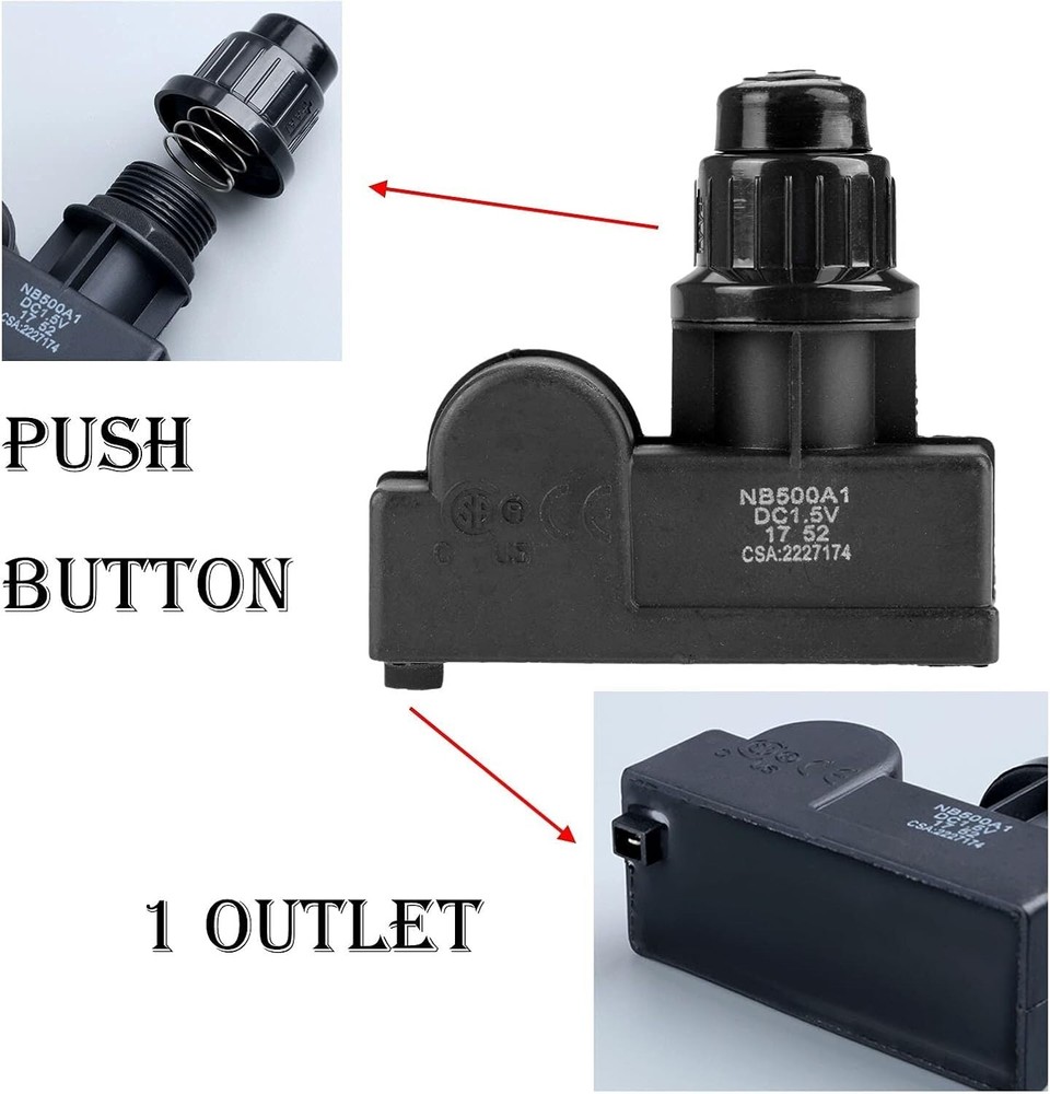 Universal Spark Generator 1 Outlet Push Button Battery Ignitor BBQ Gas Grill