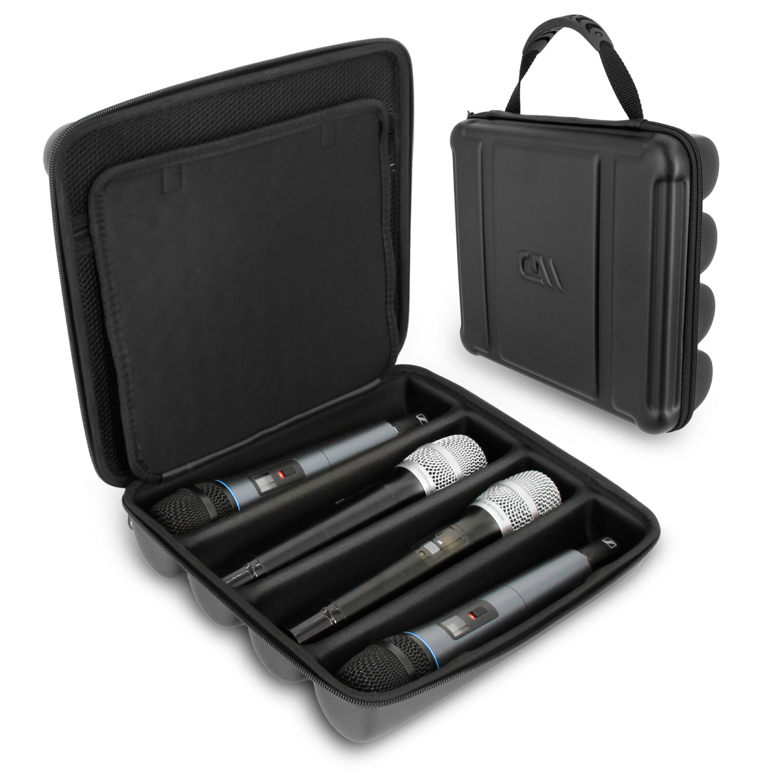 CASEMATIX Wireless Microphone Case – Holds 4 Mics, Travel Bag, Hard Shell