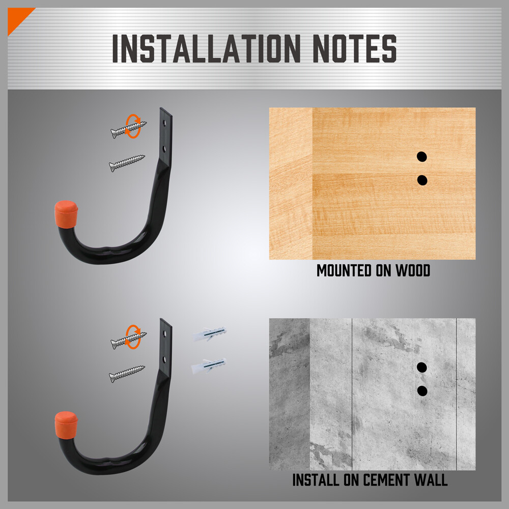 6-Pack Steel Garage Storage Utility Hooks Wall Organizer Tool Hanger H-D Screws