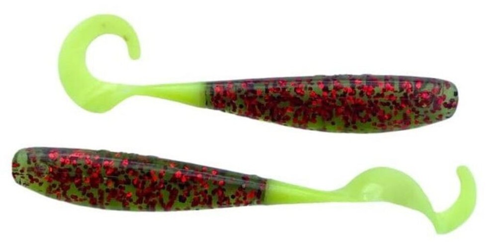 Curly Tail Jerkshad 4 Inch Soft Baits Garlic Watermelon Red Chartreuse