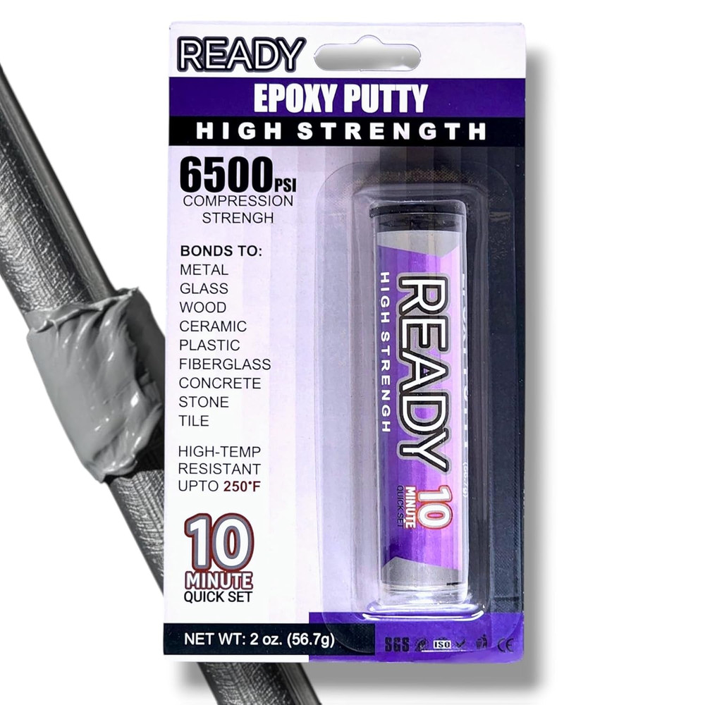 Ready High Strength Premium Epoxy Putty, 10 Minute Quick Set, High Temperature,