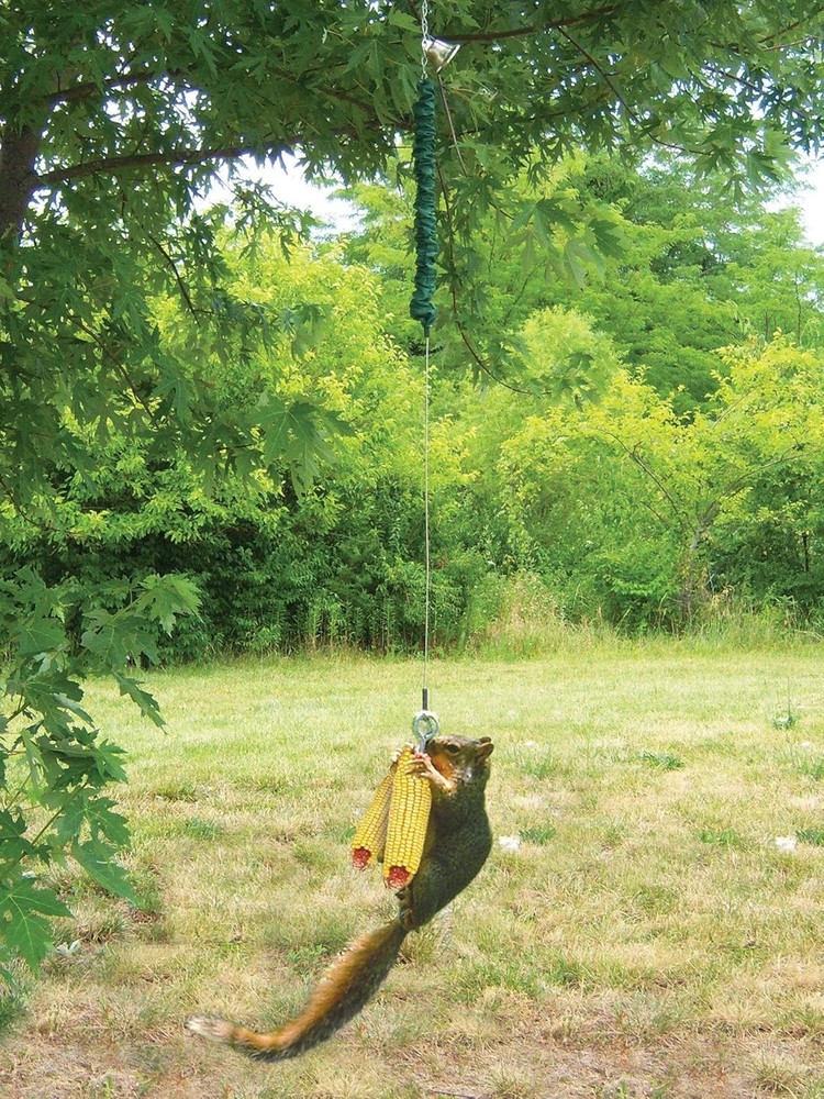Squngee Squirrel Feeder, Amusing Bungee and Bell Squirrel Feeder, Holds 2 Ear...