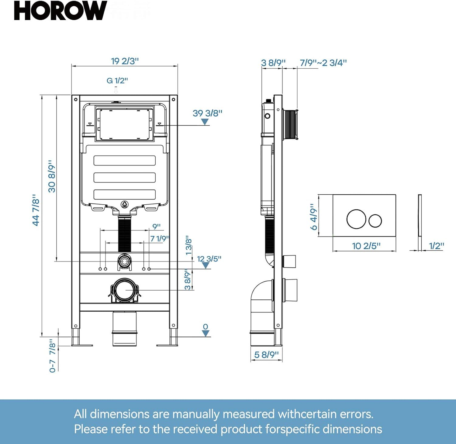 Compact Wall Hung Toilet Combo Set Concealed In-Wall Toilet Tank HOROW