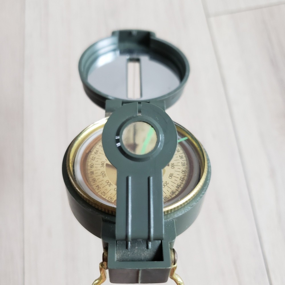 Lensatic Engineer Compass Small Green Vintage Japan Navigation Tool