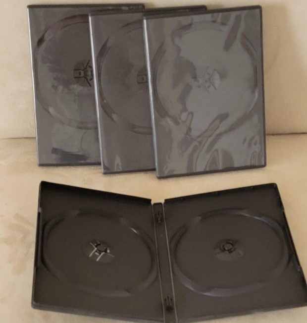 4  Double  DVD Discs Black Cases Storage Holder