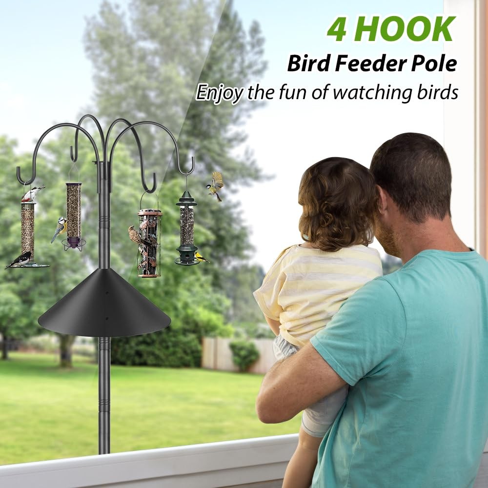 Bird Feeder Pole Stand Squirrel Proof for Outdoors Heavy Duty Shepherds Hook ...